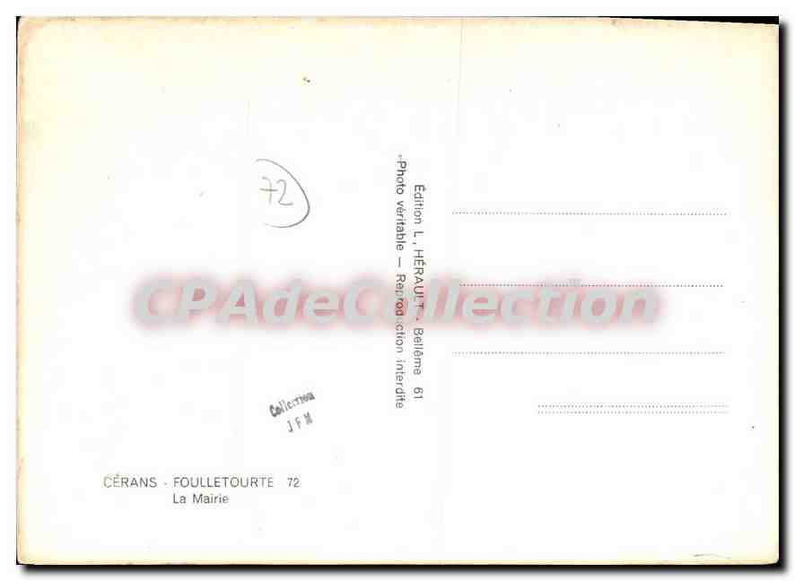 CPSM Cerans Foulletourte La Mairie  — Rückseite