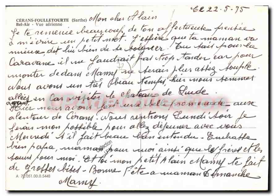 Cérans-Foullétourte (Sarthe) — Vue aérienne du château — CPAAdeCollection — Reverso