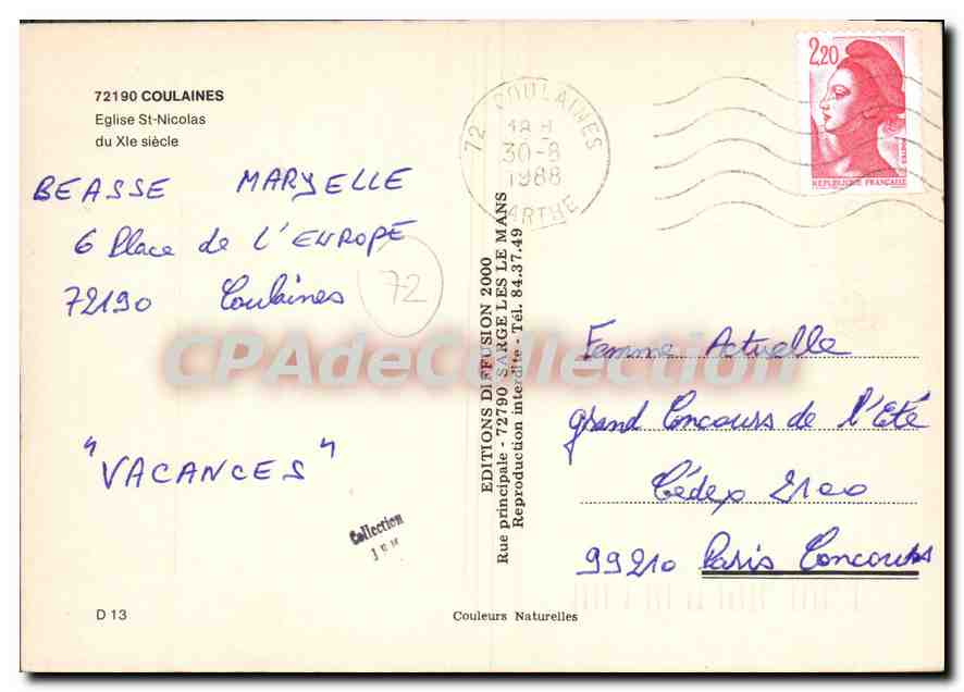 Kirche Saint-Nicolas — 10. Jahrhundert — Éditions de Fusion — Rückseite
