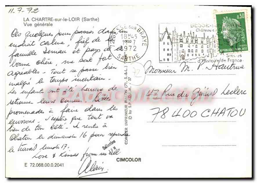 CPSM La Chartre sur le Loir Sarthe Vue generale  — Rückseite