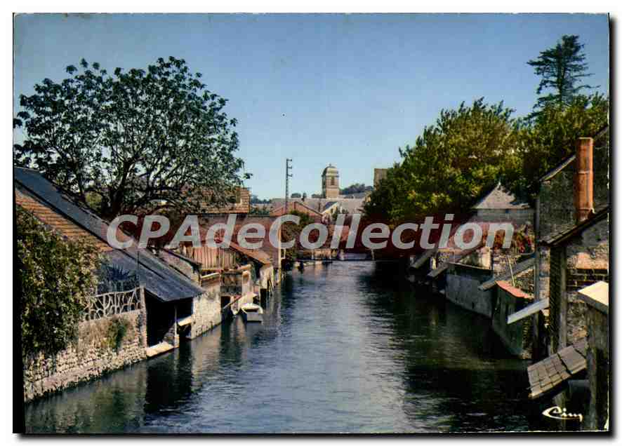La Chartre-sur-le-Loir — view of the Loir branch — Vintage Postcard from Collection