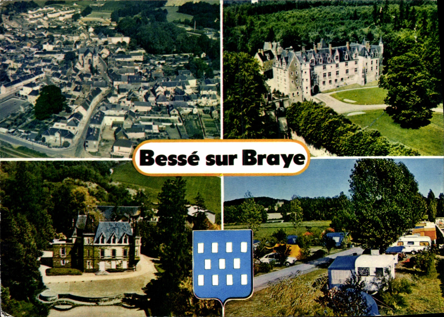 Bessé-sur-Braye — aerial view of the village, castle and camping — Imprimeur de France
