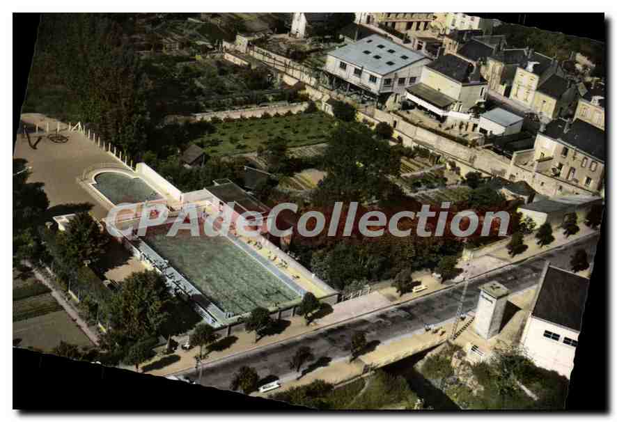 CPSM Saint Calais Sarthe La Piscine Vue aerienne 