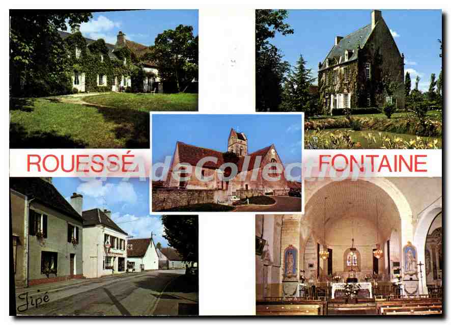 Rouessé-Fontaine — vue de la ville, de l'église et de son intérieur — Éditions Jipé