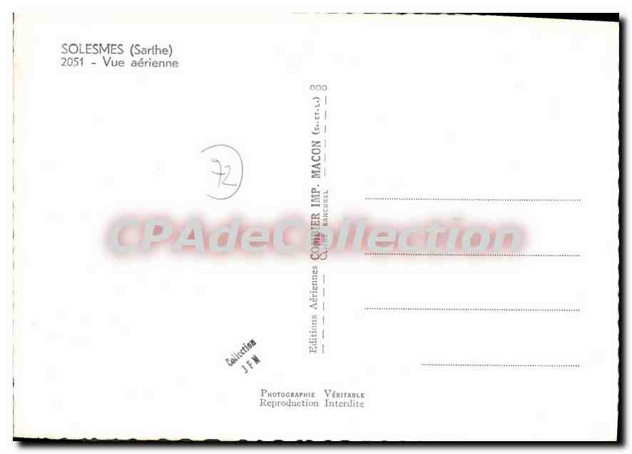 CPSM Solesmes Sarthe Vue aerienne  — Rückseite