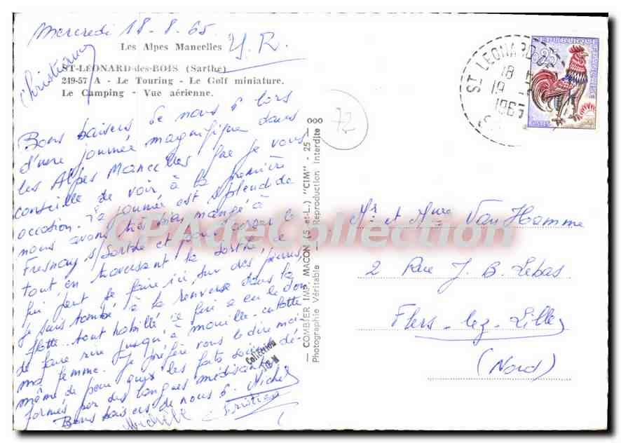 CPSM St Leonard des Bois Sarthe Le Touring Le Golf miniature Le camping Vue aerienne  — Rückseite