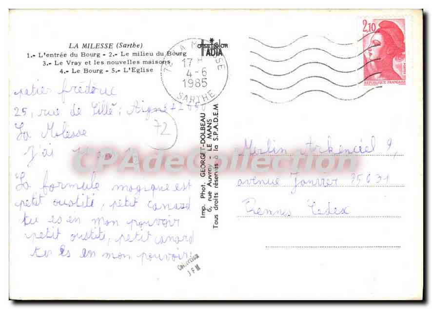 CPSM La Milesse Sarthe l'Eglise le Bourg l'entree du Bourg  — Verso