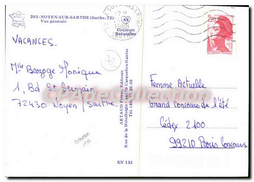 Noyen-sur-Sarthe — Vue générale — Artaud Frères, Éditeurs — Reverso