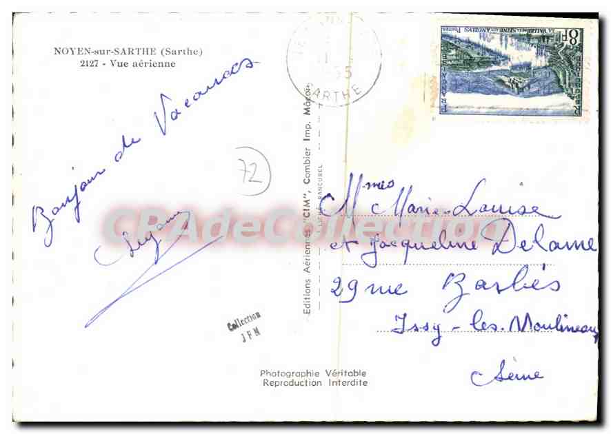 CPSM Noyen sur Sarthe Vue aerienne  — Verso