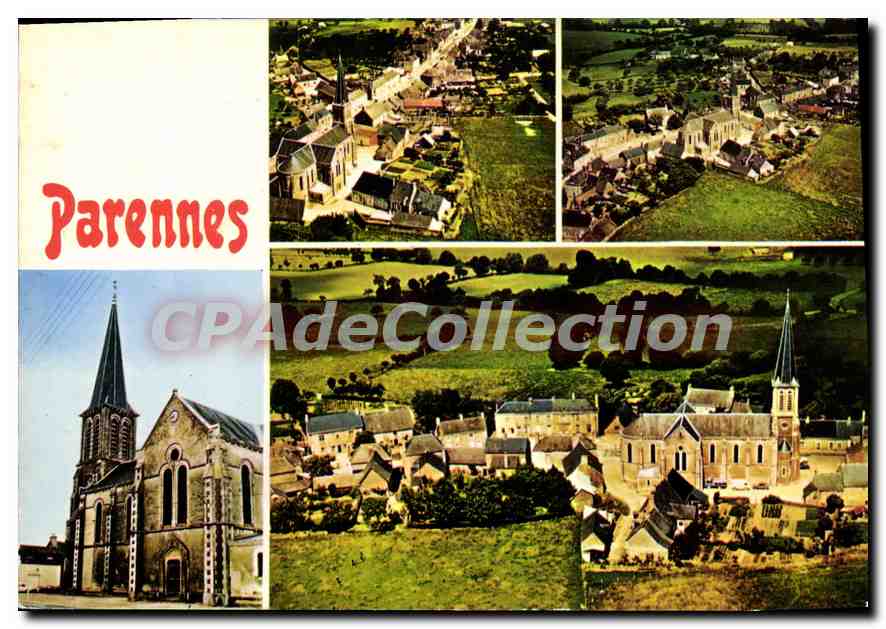 CPSM Parennes Sarthe L'Eglise Vues generales 