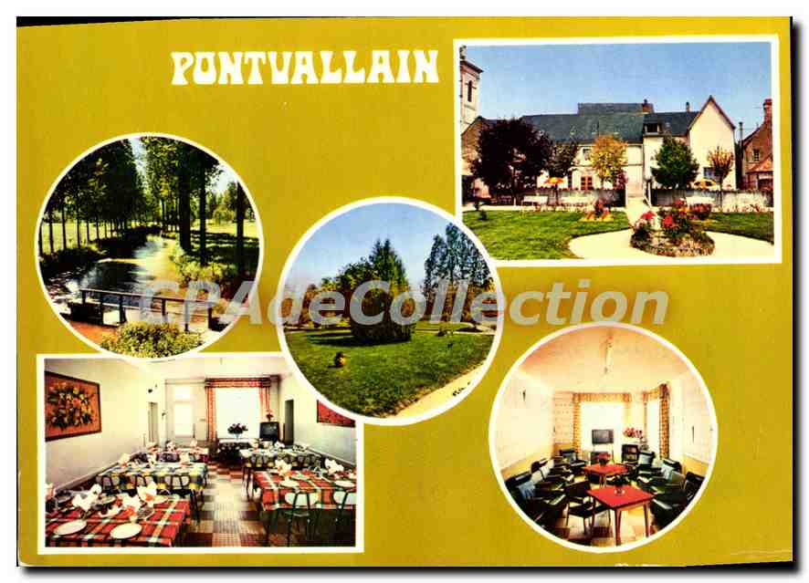 CPSM Pontvallain Sarthe Le Prieure Fraicheur la salle à manger le parc la salle de sejour 