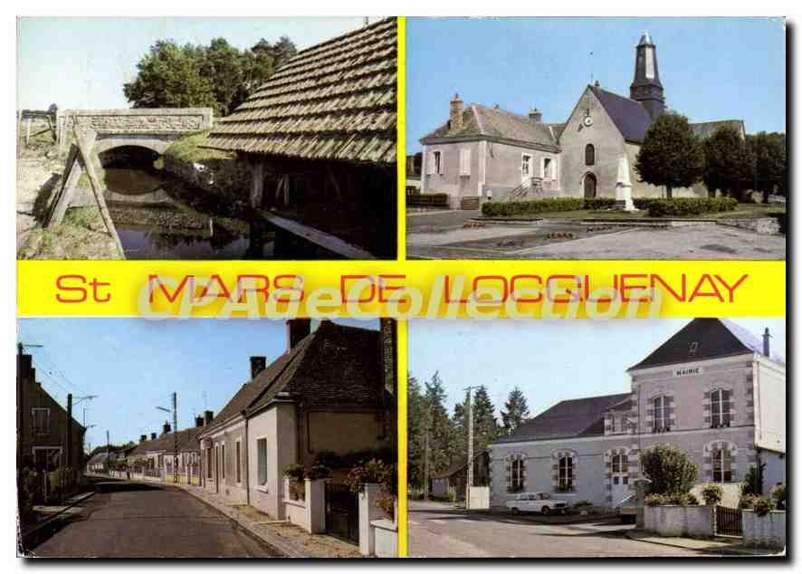 CPSM St Mars de Locquenay le Lavoir l'Eglise route de Volnay la Mairie 