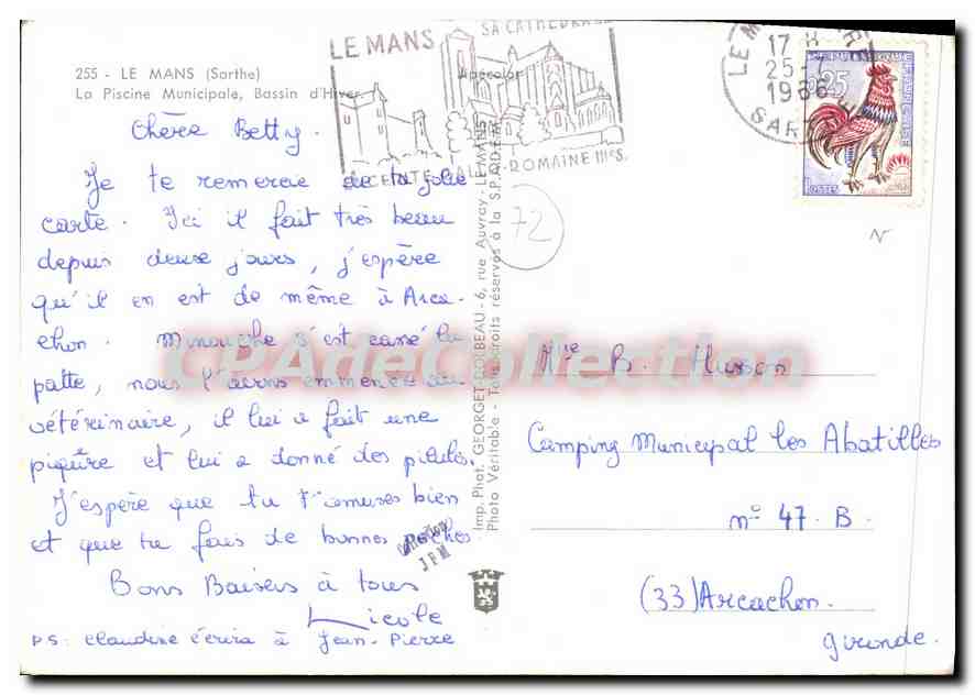 Die Gemeindebad, Winterbecken — Le Mans — Imp. Phot. GEORGET, Le Mans — Rückseite