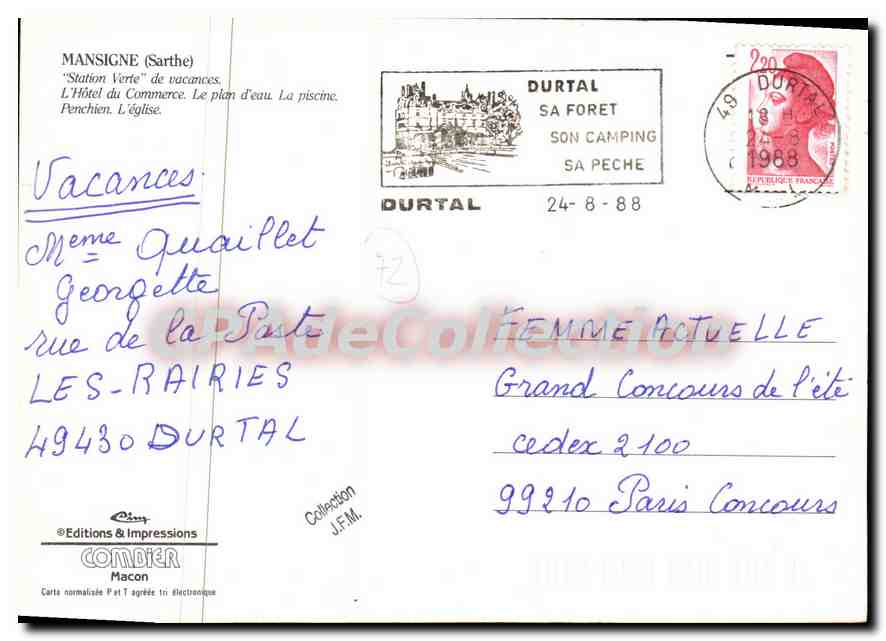 Mansigné — vue de la station thermale et du château — Éditions & Impressions Combier — Reverso