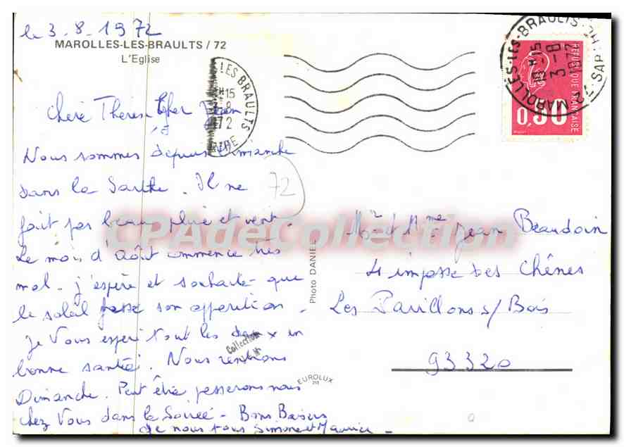 CPSM Marolles les Braults l'Eglise  — Rückseite