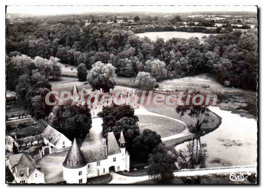 CPSM Tuffe Sarthe vue aerienne chateau de Cheronne 