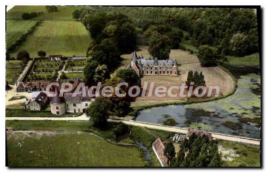 CPSM Tuffe Sarthe vue aerienne chateau de Cheronne 