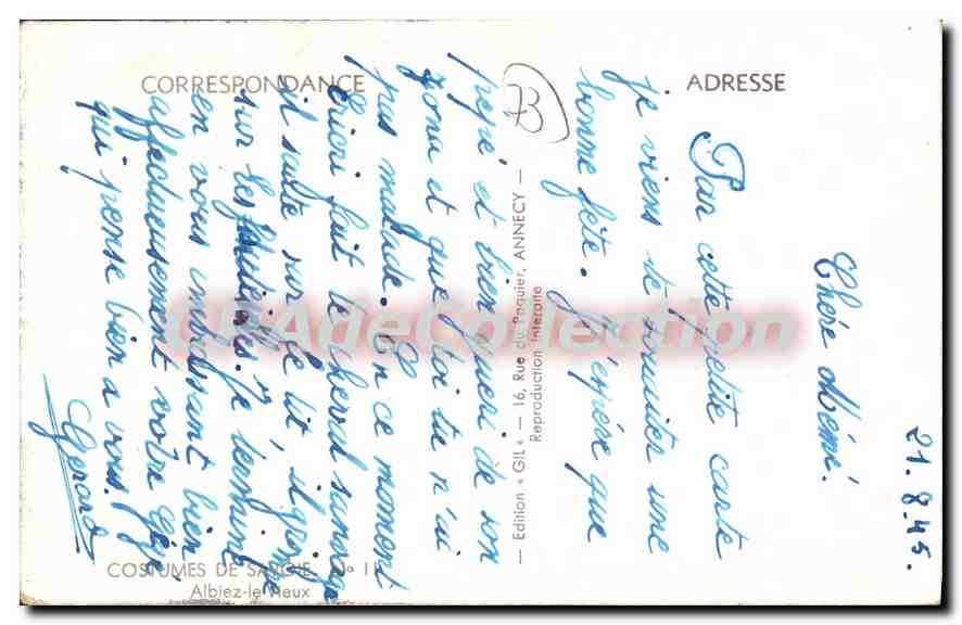 CPA Costumes de Savoie Albiez le vieux  — Rückseite