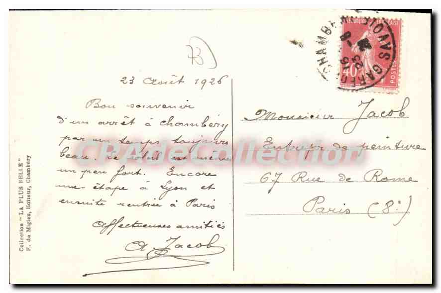 Chambery — La Rampe du Château — F. de Migues, n°159 — Verso