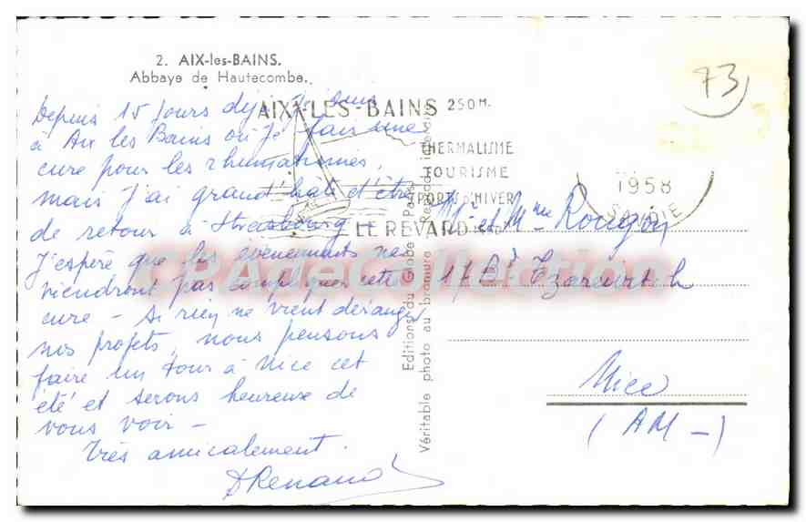 CPA Aix les Bains Abbaye de Hautecombe  — Back