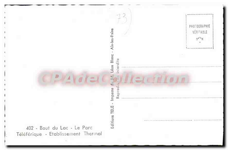 CPA Souvenir d'Aix les Bains Bout du lac le Parc Teleferique Etablissement Thermal  — Rückseite