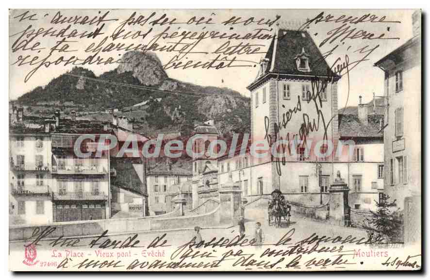 CPA La Place vieux pont Eveche 