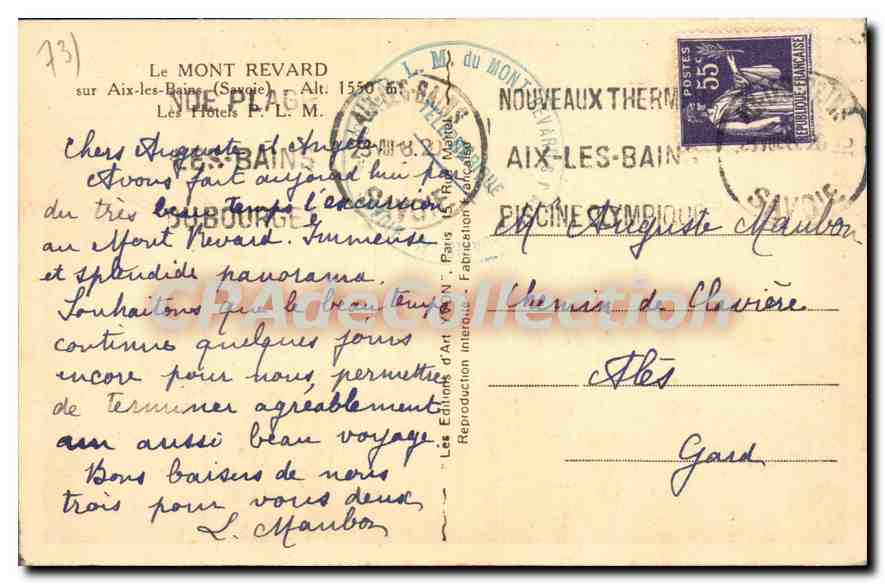 CPA Le Mont Revard sur Aix les Bains Savoie les Hotels  — Rückseite