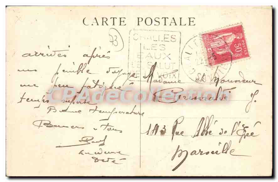 CPA Charlles les Eaux Savoie Etablissement Thermal  — Rückseite