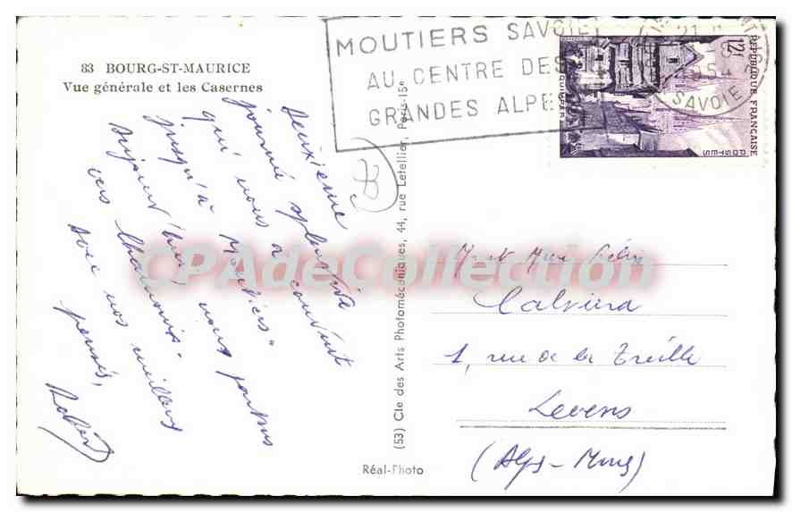 CPA Bourg St Maurice vue generale et les casernes  — Back