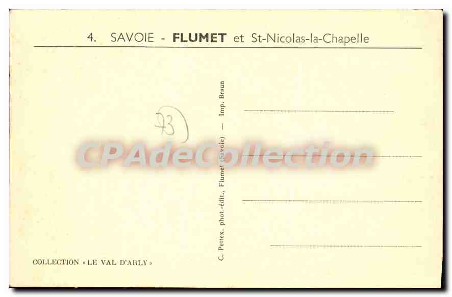 CPA Savoie Flumet et St Nicolas la chapelle  — Rückseite