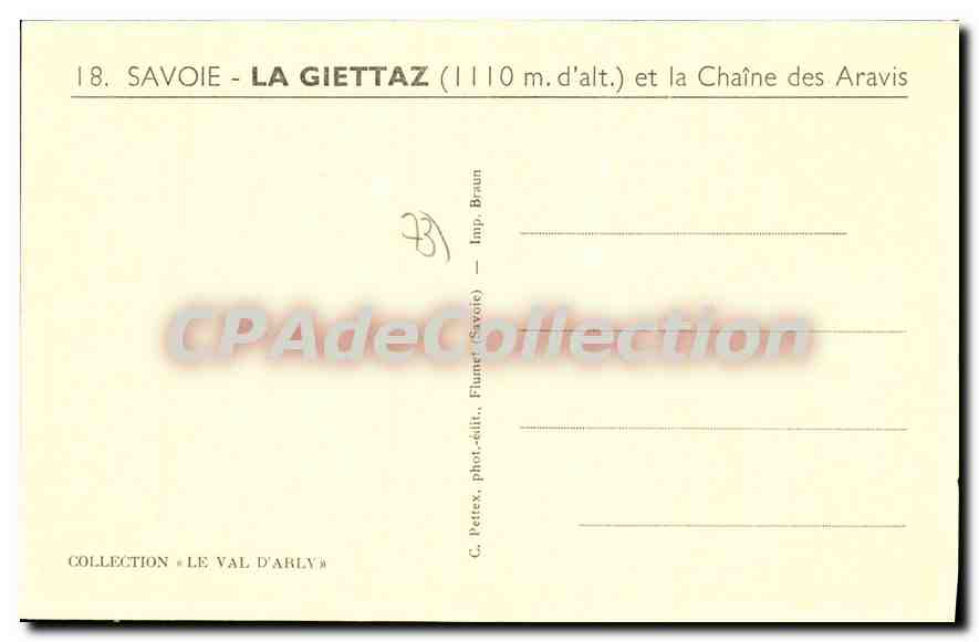 CPA Savoie la Giettaz et la Chaine des Aravis  — Rückseite