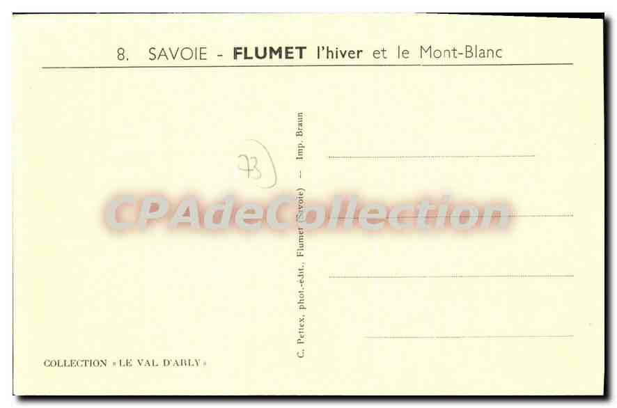CPA Savoie Flumet l'hiver et le Mont Blanc  — Rückseite