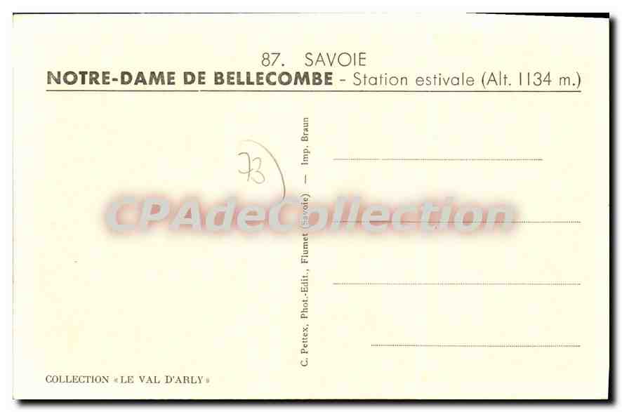 CPA Savoie Notre Dame de Bellecombre Station estivale  — Rückseite