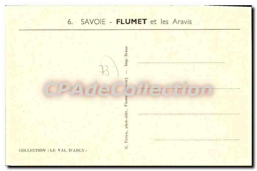CPA Savoie Flumet et les Arivis  — Rückseite
