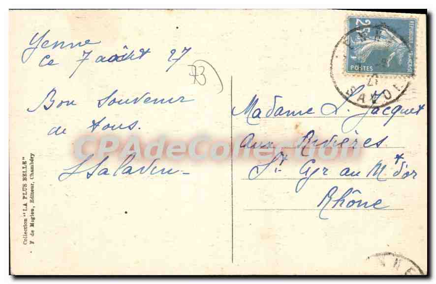 CPA Yenne vue generale et la Dent du Chat  — Rückseite