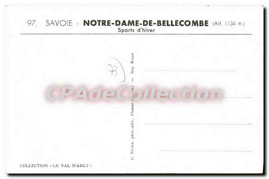 CPA Savoie Notre Dame de Bellecombe Sports d'hiver  — Rückseite