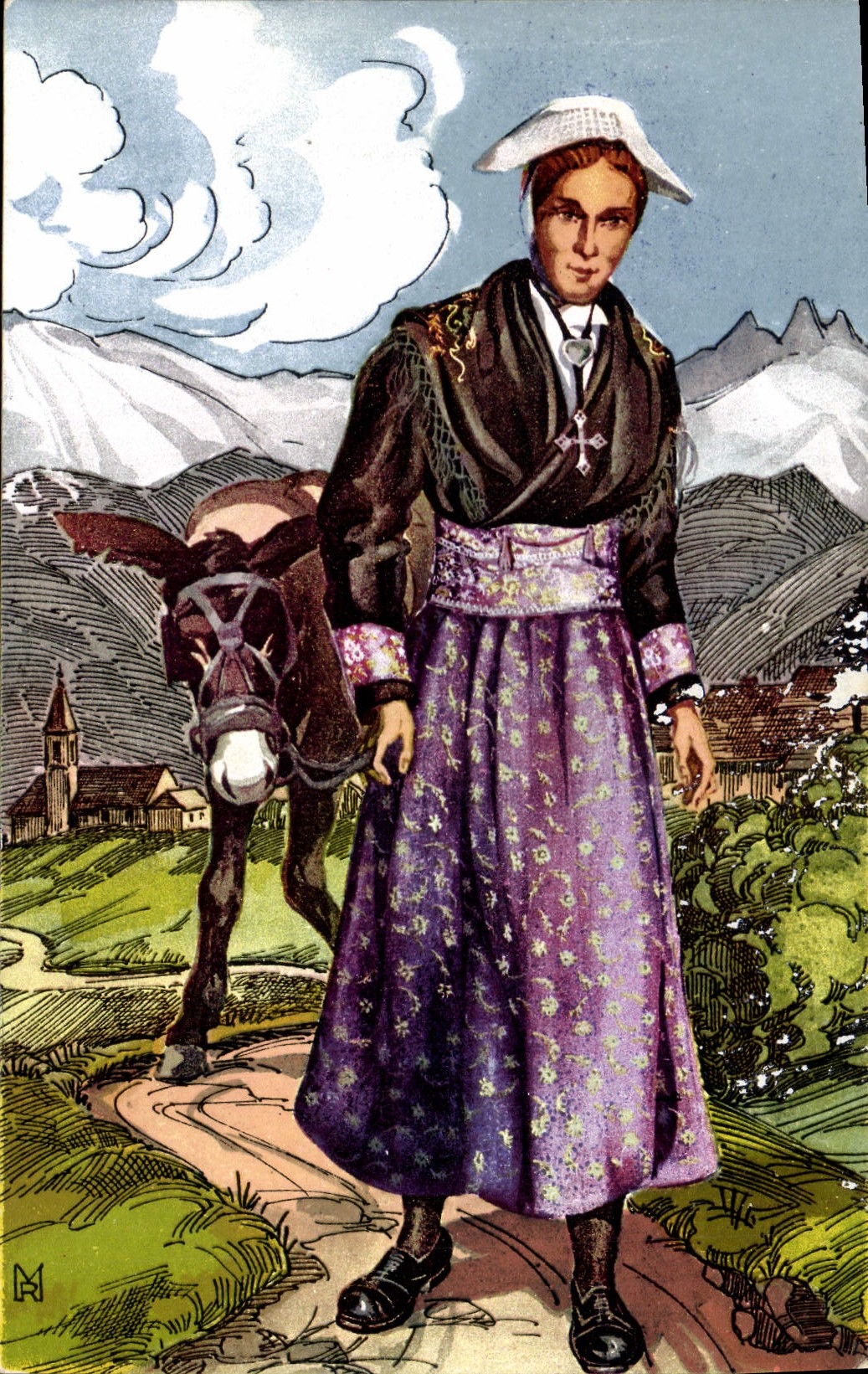 CPA Costumes de Savoie Fontcouverte 