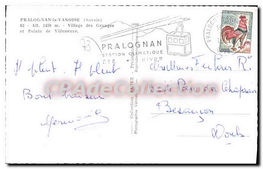 CPA Pralognan la Vanoise Savoie village des Granges et Pointe de Villeneuve  — Rückseite
