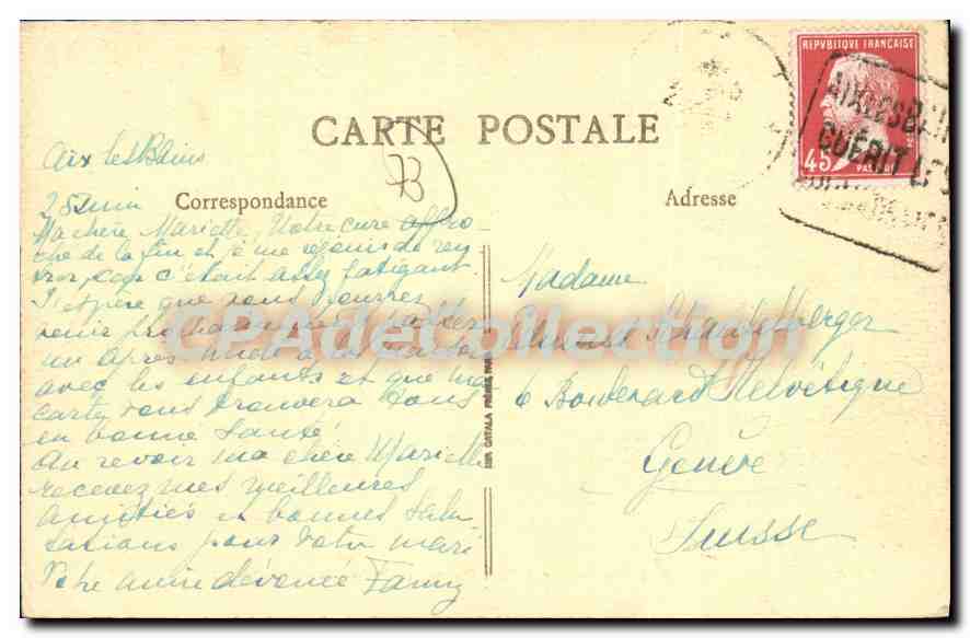 CPA Aix les bains pavillon de la source des Deux Reines  — Rückseite