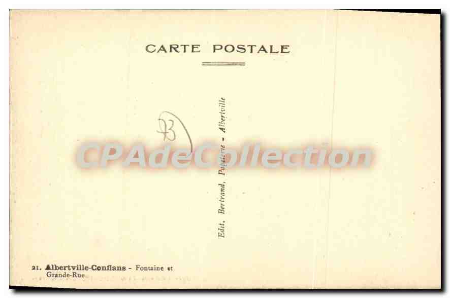 CPA Albertville Conflans Fontaine et grand rue  — Rückseite