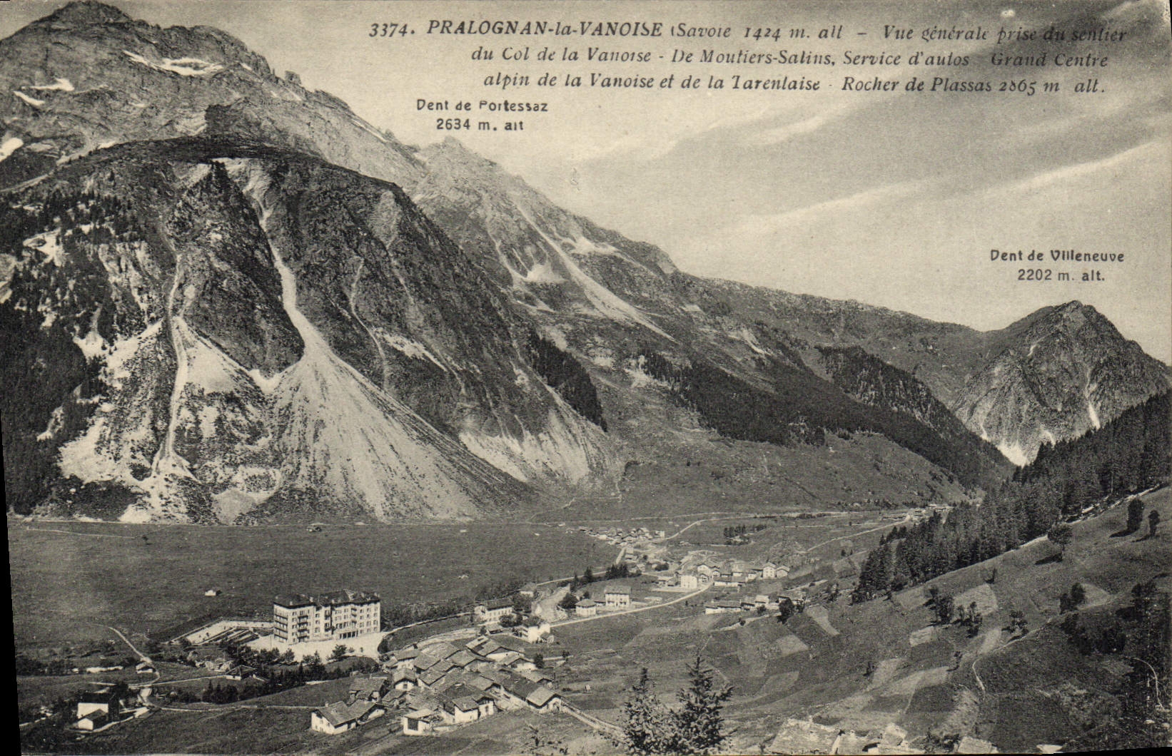 Pralognan-la-Vanoise — Vista generale scattata dal sentiero del Col de la Vanoise — Service d'autos Grand Centre
