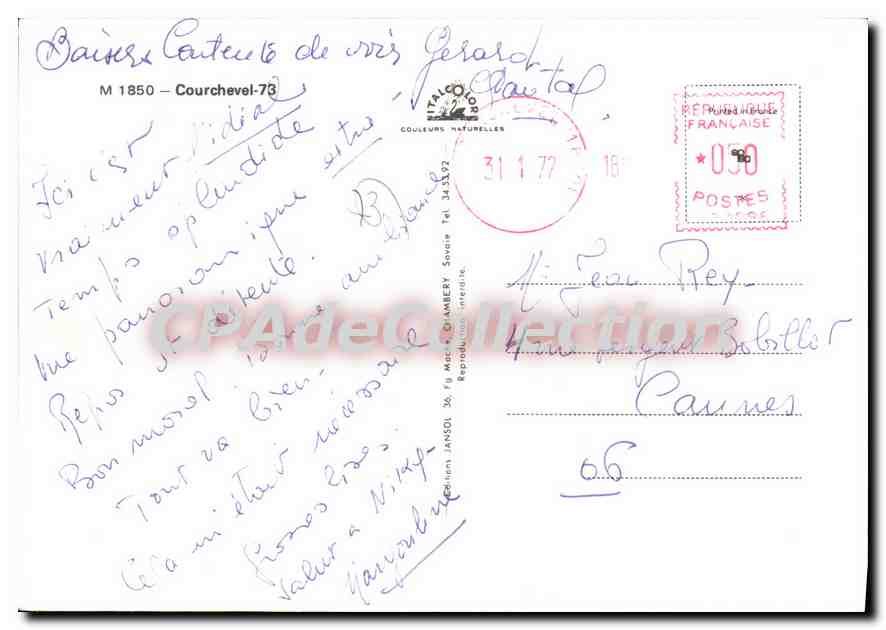 CPSM Courchevel Savoie  — Rückseite
