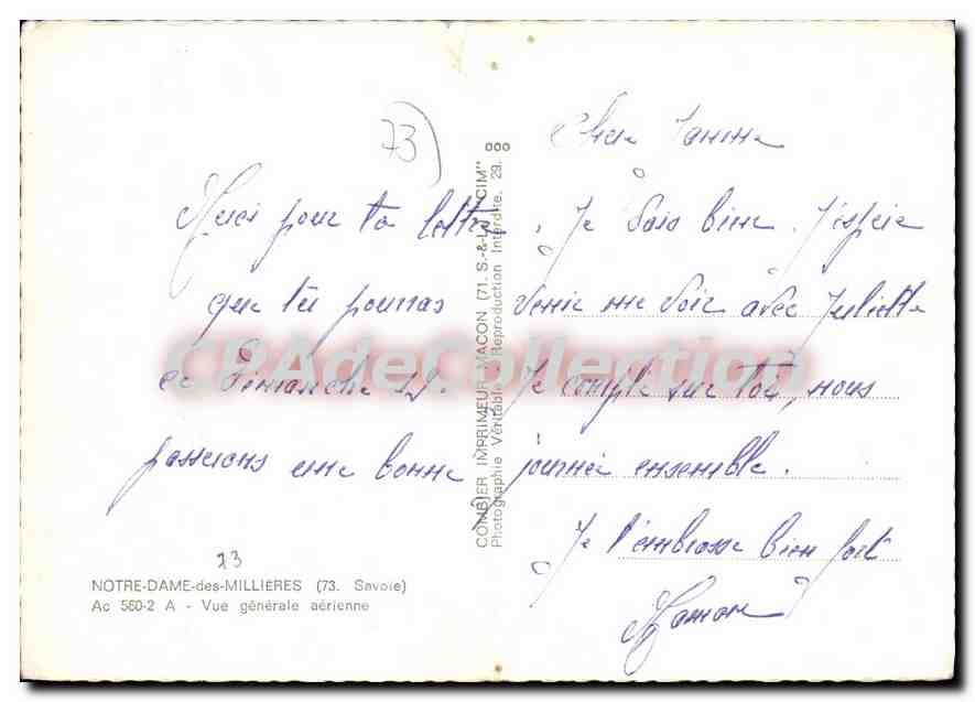 CPSM Notre Dame des Millieres vue generale aerienne  — Rückseite