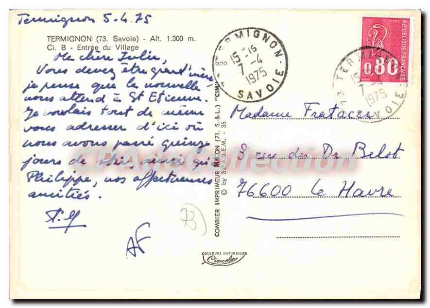 CPSM Termignon Savoie entree du village  — Rückseite