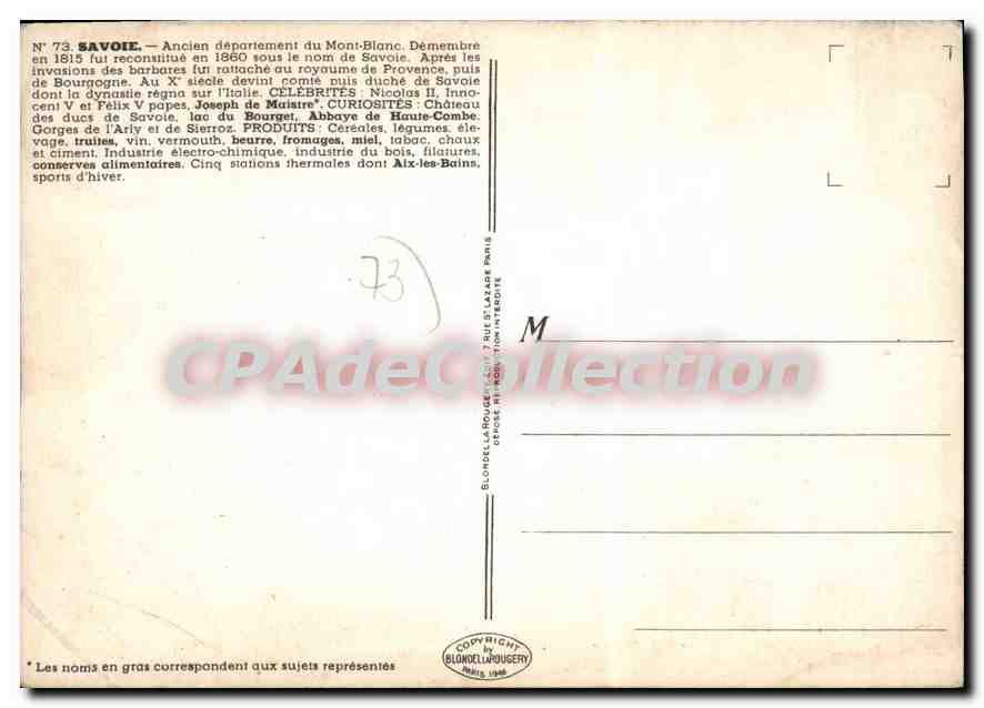 CPSM Savoie Joseph de Maistre Curiosites chateau des Ducs lac du Bourget Abbaye de haute Combe Beurr — Rückseite