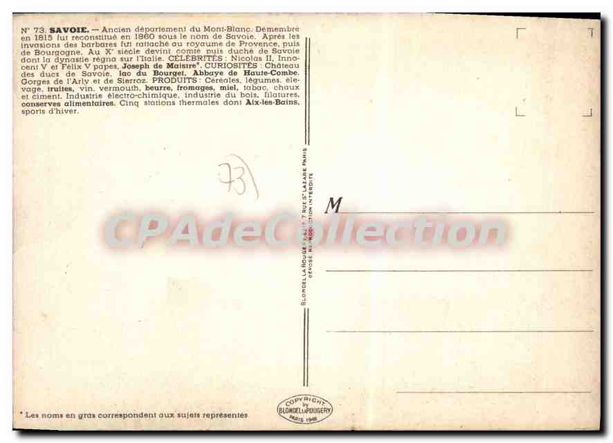 CPSM Savoie Joseph de Maistre Curiosites chateau des Ducs lac du Bourget Abbaye de haute Combe Beurr — Rückseite