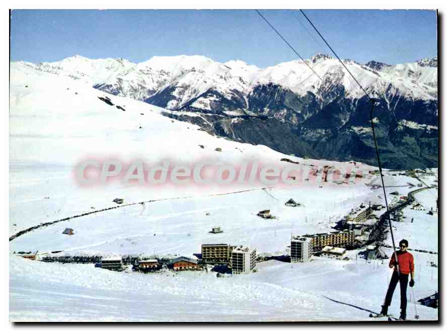 CPSM La Toussuire Savoie la Boucle le Teleski du Bellard au fond la Vanoise 