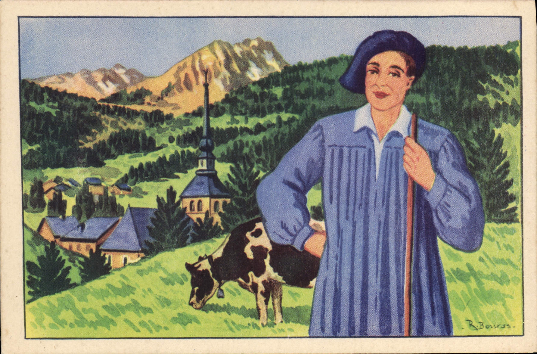 CPSM En Savoie Berger et Clocher Savoyards 