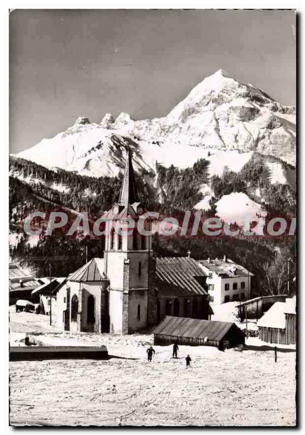 CPSM Crest Voland Savoie l'eglise et le Mont Charvin 