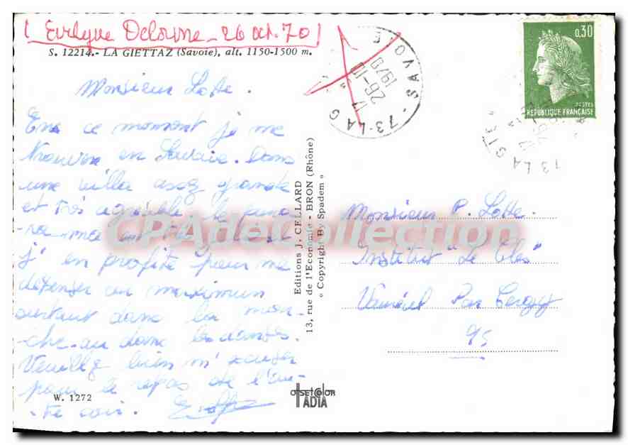 CPSM La Giettaz Savoie  — Rückseite